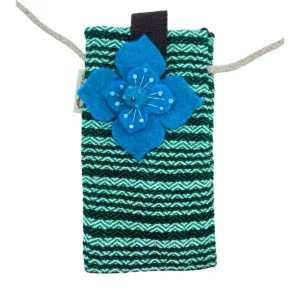 Mobilväska med blommotiv och gröna ränder - produktbild 2