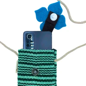 Mobilväska med blommotiv och gröna ränder - produktbild 4
