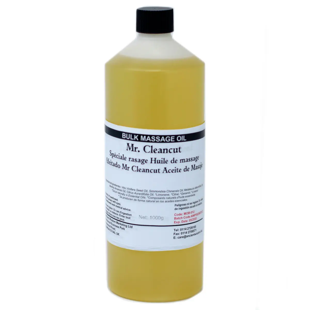 Flaska med Mr Cleancut rakolja 1 kg massageolja