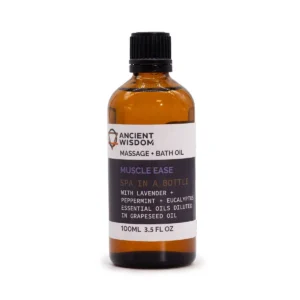 Flaska med muskelavslappnande massageolja 100 ml från Ancient Wisdom