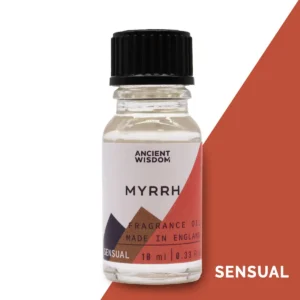 Flaska med myrrh doftolja 10 ml från Ancient Wisdom med svart lock