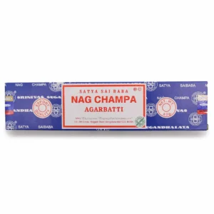 Förpackning med Nag Champa rökelsepinnar i blått omslag