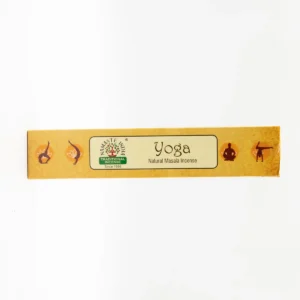Förpackning med Namaste Mandala Masala-rökelsepinnar för yoga med färgglad mandaladesign