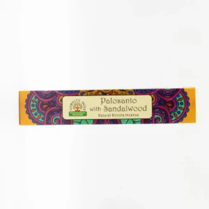 Förpackning med Namaste Mandala Masala-rökelsepinnar i doften Palo Santo och Sandelträ