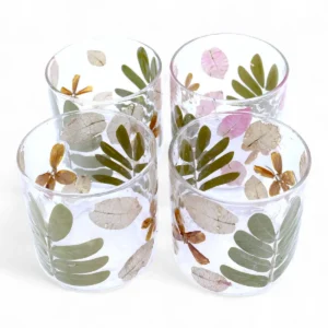 Naturlig glasljusstake med blommotiv 8x8 cm - produktbild 10