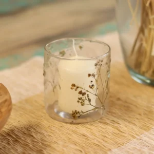 Naturlig glasljusstake med torkade blommor, 8x8 cm - produktbild 2