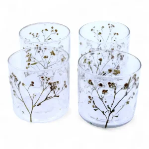 Naturlig glasljusstake med torkade blommor, 8x8 cm - produktbild 8