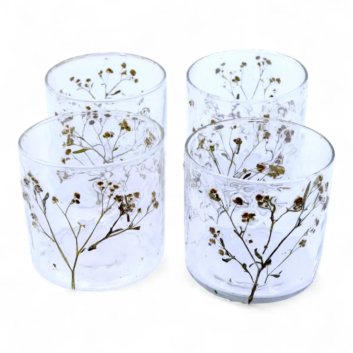Naturlig glasljusstake med torkade blommor, 8x8 cm - produktbild 8