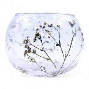 Naturlig glasljusstake med torkade blommor, skålformad 8x10 cm - produktbild 10