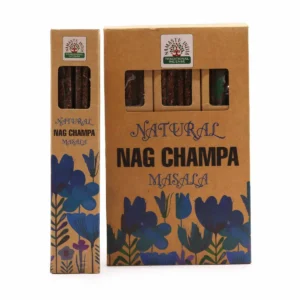 Förpackning med naturliga botaniska masala-rökelsepinnar Nag Champa med blommönster