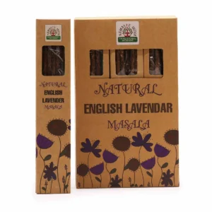 Förpackning med naturliga masala-rökelsestickor med engelsk lavendeldoft