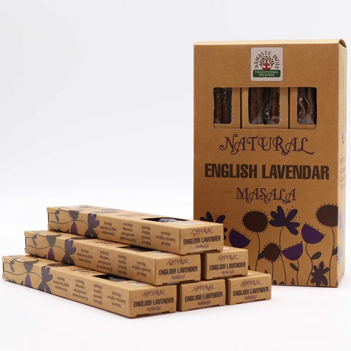 Naturliga botaniska masala-rökelsestickor med engelsk lavendeldoft - produktbild 3