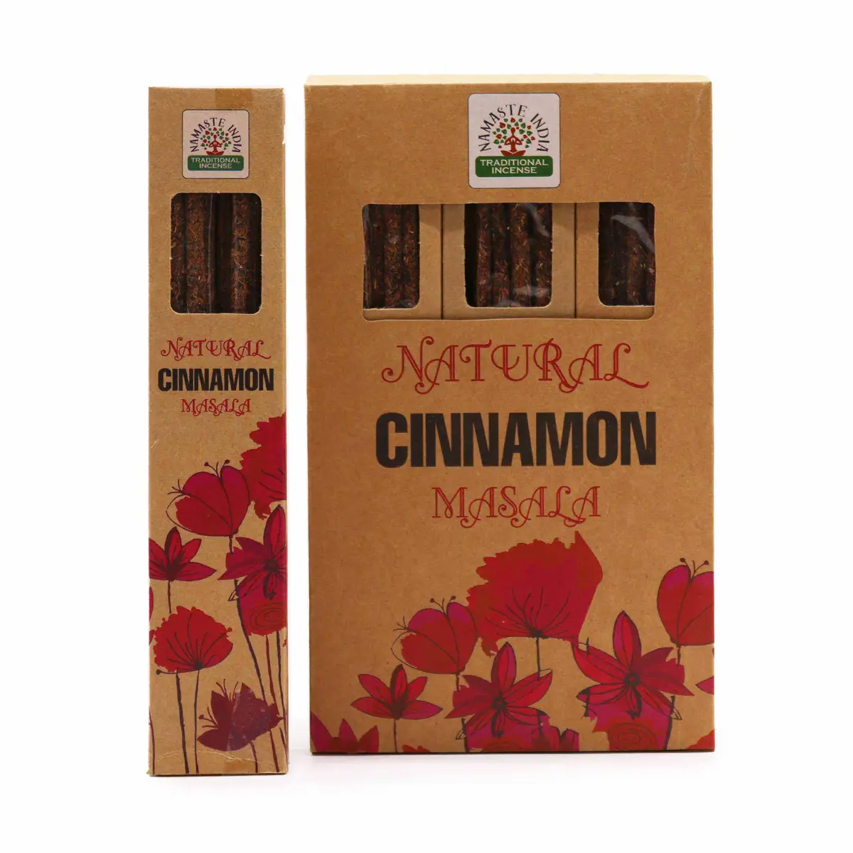 Förpackning med naturliga botaniska masala-rökelsestickor med kaneldoft