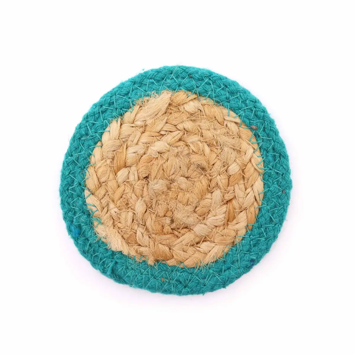 Naturliga glasunderlägg i jute och bomull 10 cm, 6-pack i korg - produktbild 3