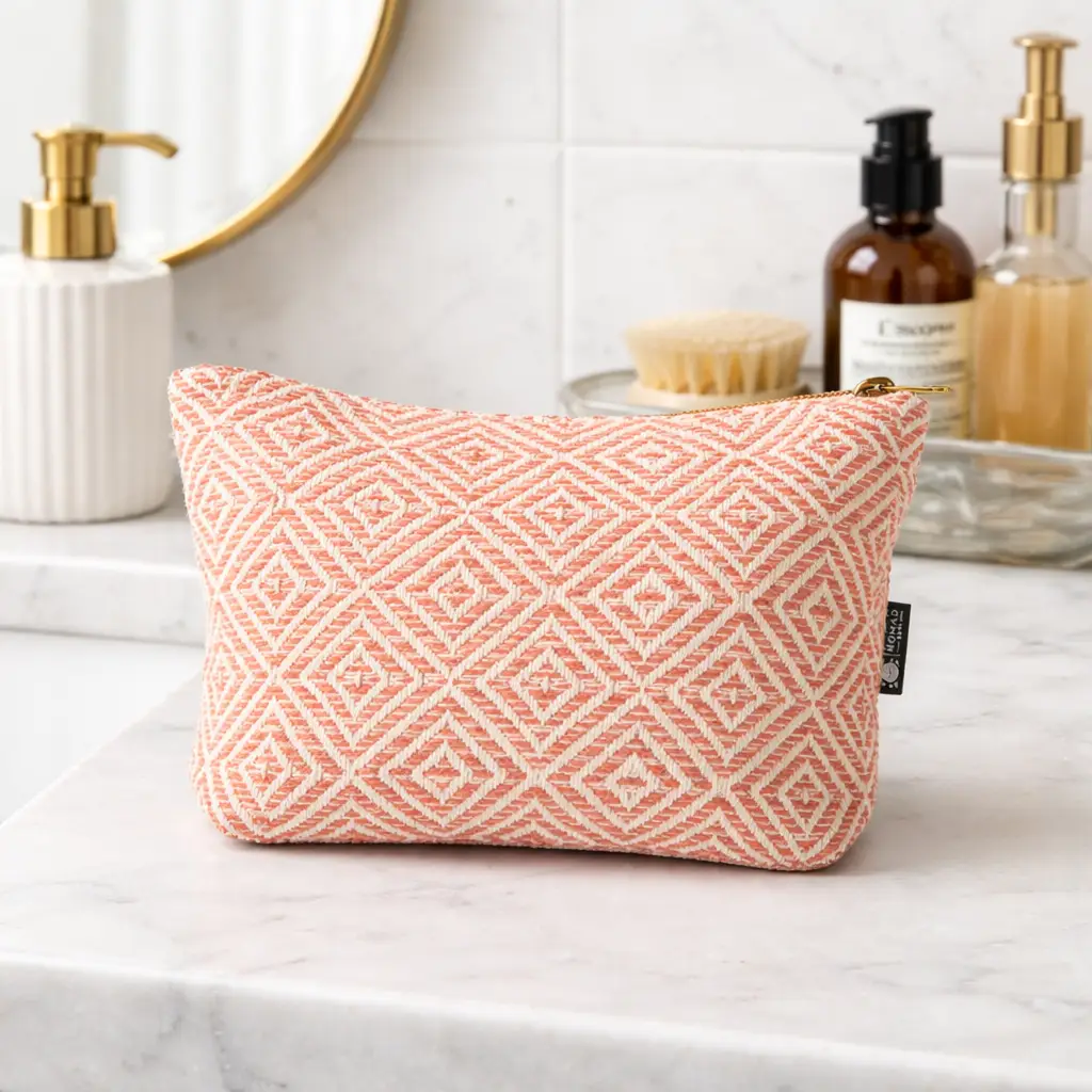 Necessär i indisk jacquardväv Nomad Sari Coral Maze - produktbild 6