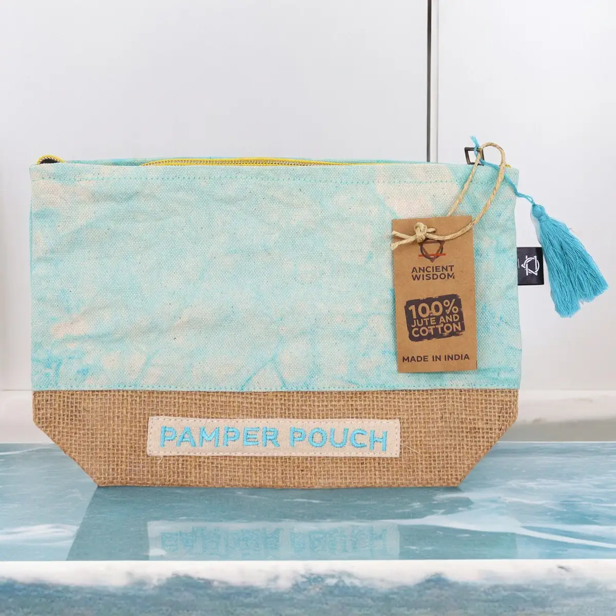 Necessär i jute och bomull Stonewash blå - produktbild 2