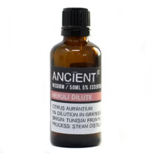 Flaska med neroli utspädd 50 ml eterisk olja med etikett