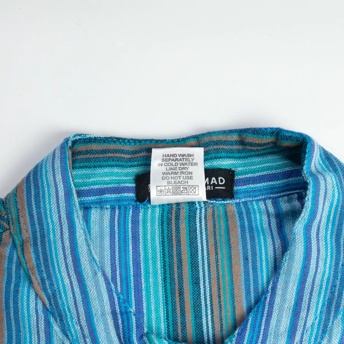Nomad Sari Artisan-skjorta i turkos med ståkrage, storlek large - produktbild 10