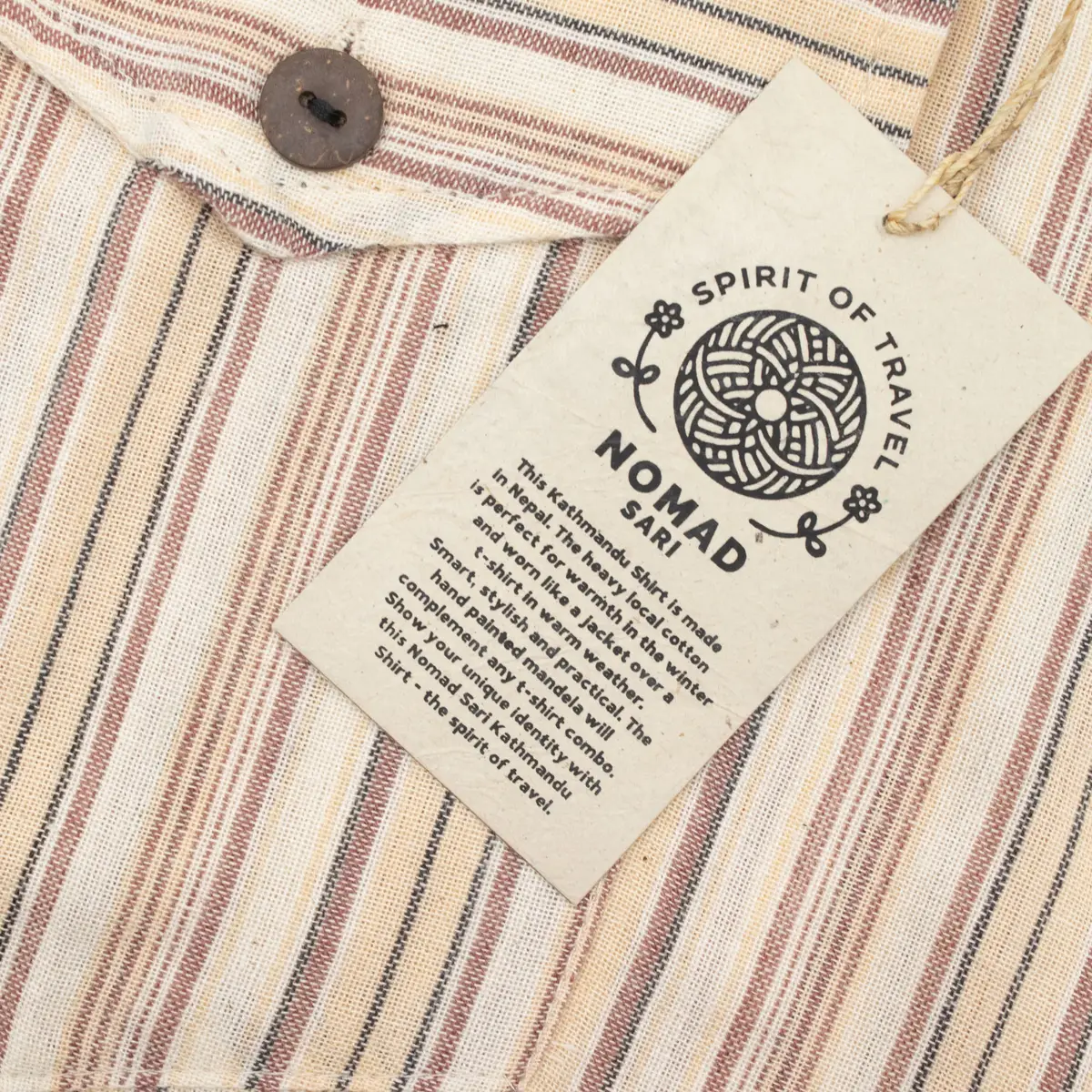 Nomad Sari Artisan-skjorta med ståkrage i brunbeige - produktbild 6