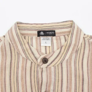 Nomad Sari Artisan-skjorta med ståkrage i brunbeige - produktbild 7