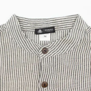 Nomad Sari Artisan-skjorta med ståkrage i grå sten, storlek Large - produktbild 4