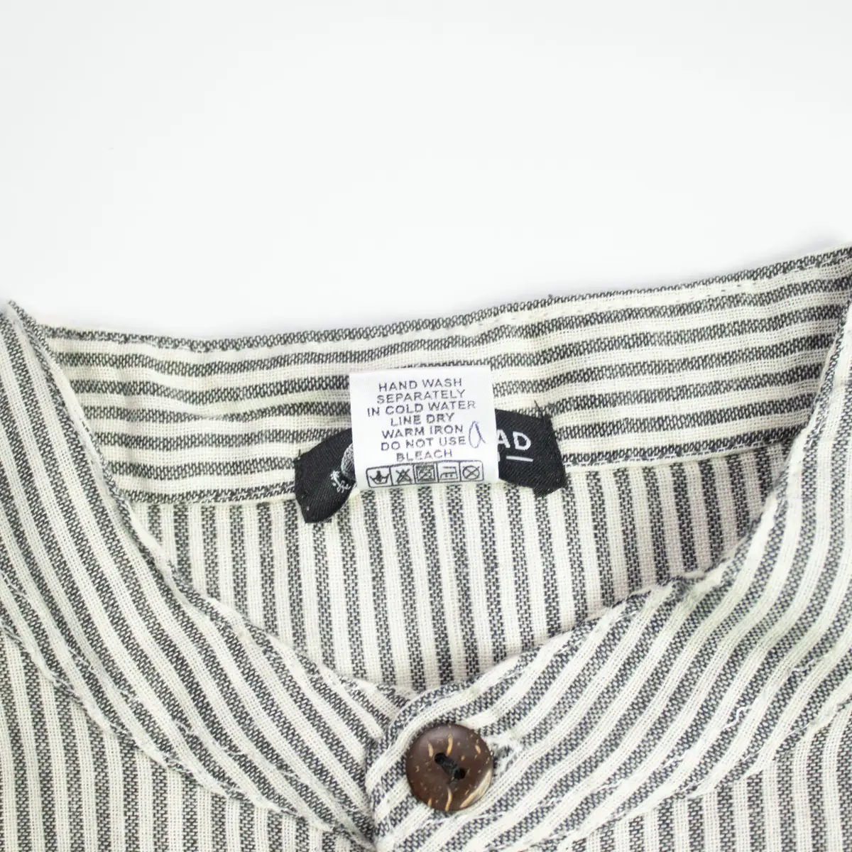 Nomad Sari Artisan-skjorta med ståkrage i grå sten, storlek Large - produktbild 8