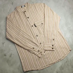 Nomad Sari Grandad-skjorta i brunbeige i storlek medium - produktbild 4