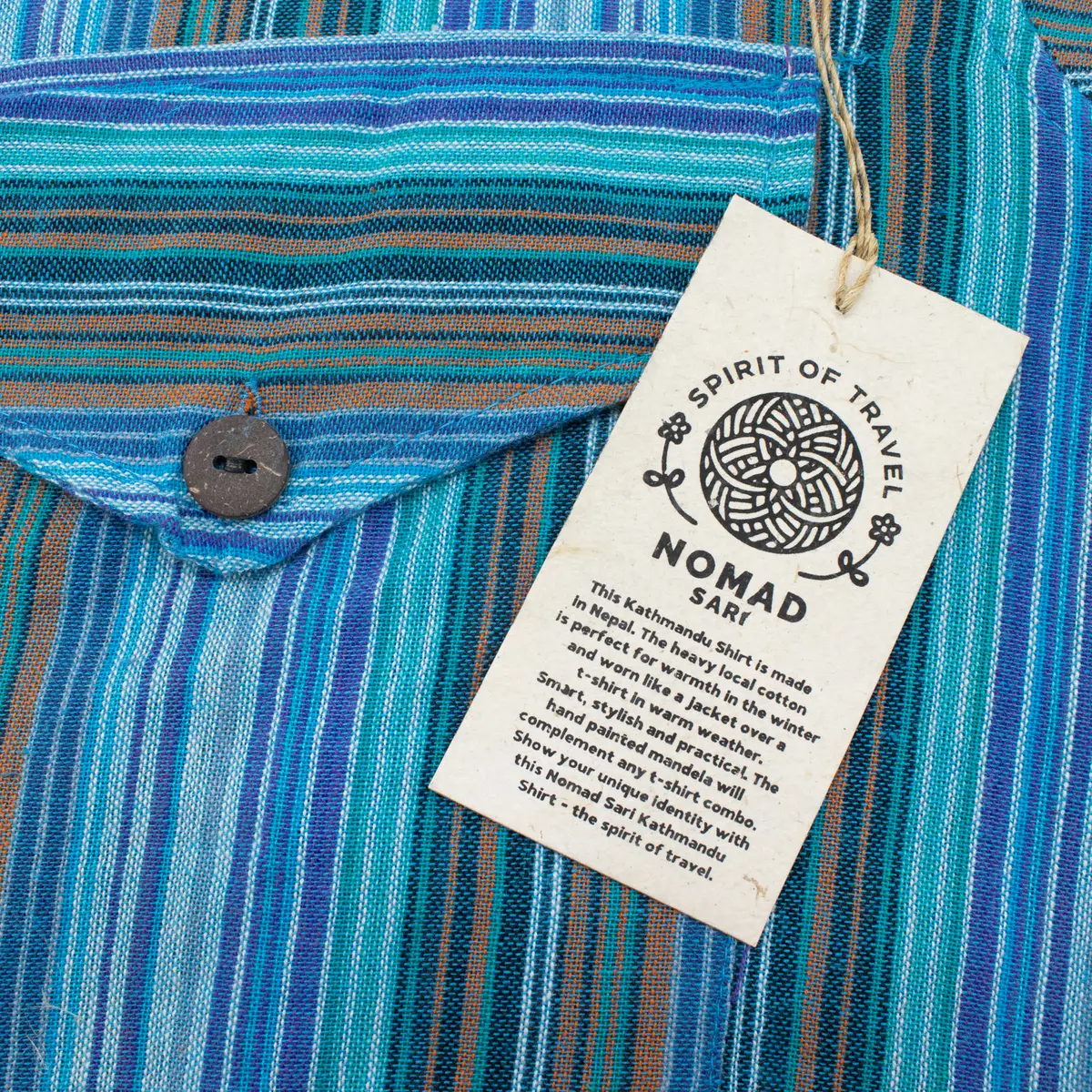 Nomad Sari Grandad-skjorta i turkos i bomull - produktbild 6