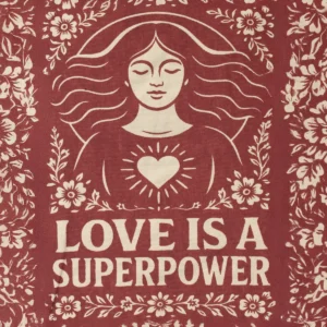 Nomad Sari ikonisk tygkasse Toni med texten Love is a Super Power i naturfärgad bomull - produktbild 4