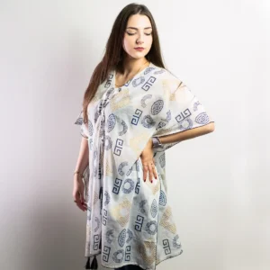 Nomad Sari kaftan med grekiskt mönster i guld och blått - produktbild 7