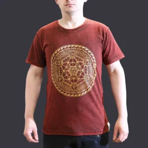 Nomad Sari Stonewashed bomulls-T-shirt Chakra i vinröd, Small - produktbild 2