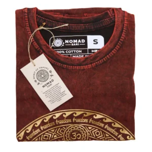 Nomad Sari Stonewashed bomulls-T-shirt Chakra i vinröd, Small - produktbild 3