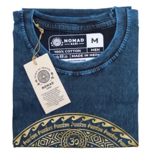 Nomad Sari Stonewashed bomulls-T-shirt med chakra-motiv blå i storlek medium - produktbild 2