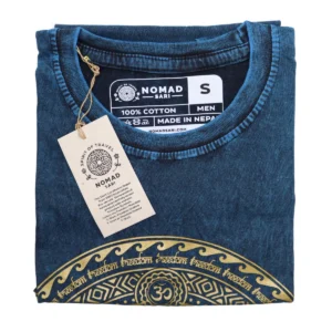 Nomad Sari Stonewashed bomulls-T-shirt med chakra-motiv blå small - produktbild 3