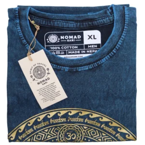 Nomad Sari Stonewashed bomulls-T-shirt med chakra-motiv blå XL - produktbild 2