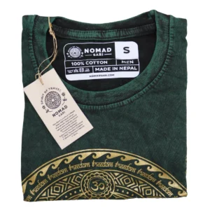 Nomad Sari stonewashed bomulls-T-shirt med chakra-motiv grön small - produktbild 3