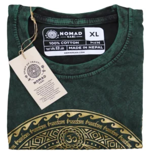 Nomad Sari Stonewashed bomulls-T-shirt med chakra-motiv, grön, XL - produktbild 3