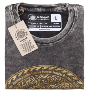 Nomad Sari Stonewashed bomulls-T-shirt med chakra-motiv i mörkgrå, storlek Large - produktbild 2