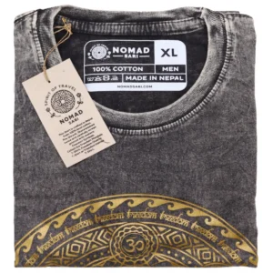 Nomad Sari Stonewashed bomulls-T-shirt med chakra-motiv mörkgrå XL - produktbild 2