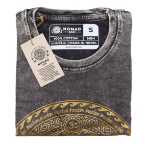Nomad Sari Stonewashed bomulls-T-shirt med chakramotiv i mörkgrått - produktbild 3