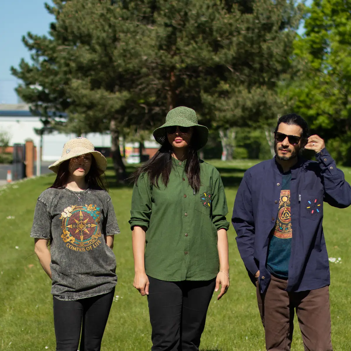 Nomad Sari Stonewashed bomulls-T-shirt med Compass of Life-motiv i kolgrå, Small - produktbild 9