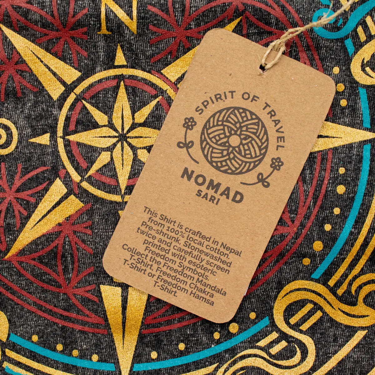 Nomad Sari Stonewashed bomulls-T-shirt med Compass of Life-motiv, kolgrå, storlek Large - produktbild 3