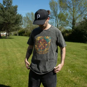 Nomad Sari Stonewashed bomulls-T-shirt med Compass of Life-motiv, kolgrå, storlek Large - produktbild 4
