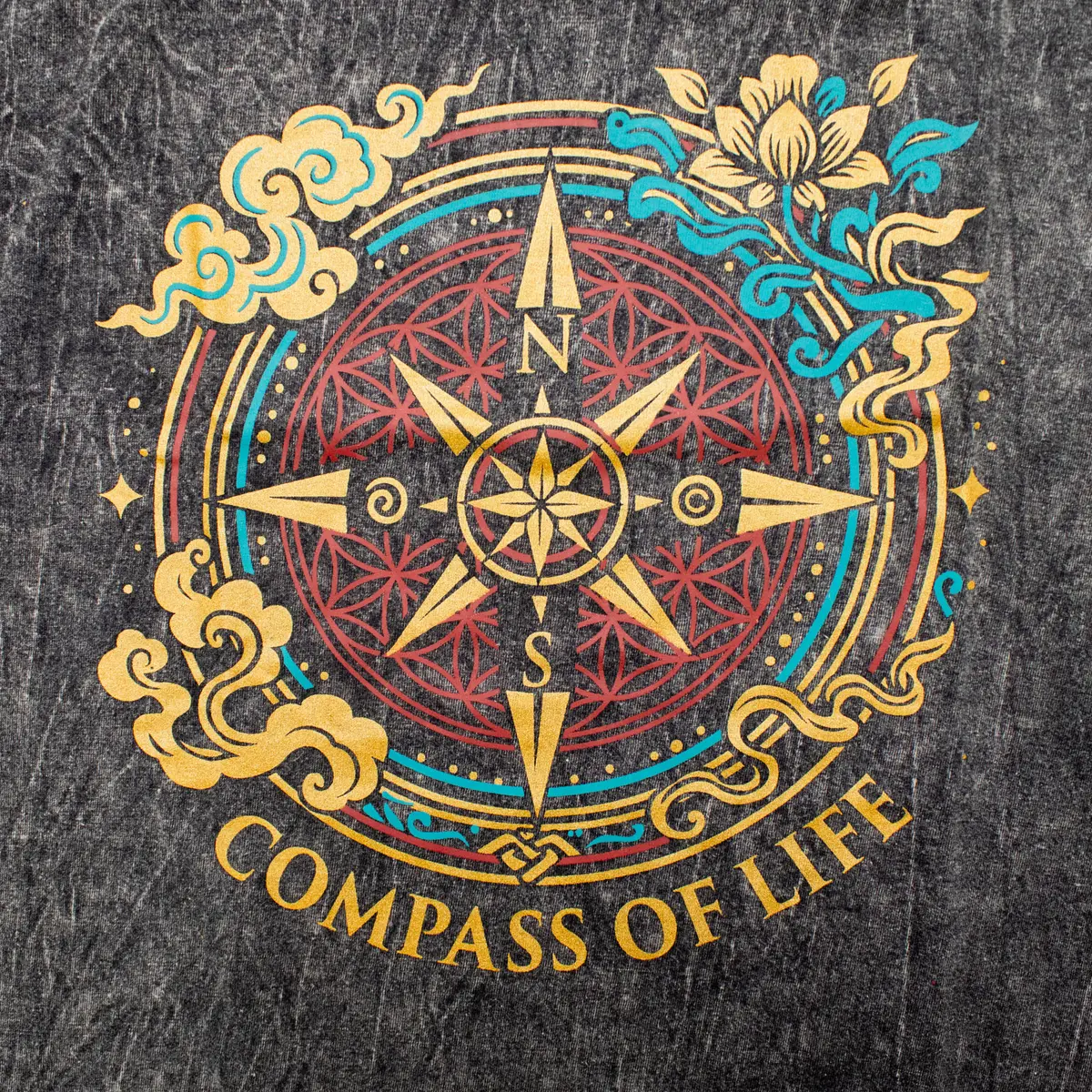Nomad Sari Stonewashed bomulls-T-shirt med Compass of Life-motiv, kolgrå, storlek Large - produktbild 5