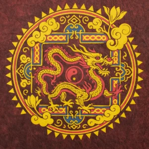 Nomad Sari stonewashed bomulls-T-shirt med drakmandala i vinrött, small - produktbild 2