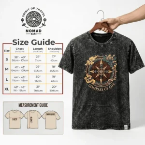 Nomad Sari stonewashed bomulls-T-shirt med drakmandala i vinrött, small - produktbild 7