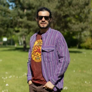 Nomad Sari Stonewashed bomulls-T-shirt med drakmandala i vinrött, storlek Large - produktbild 7