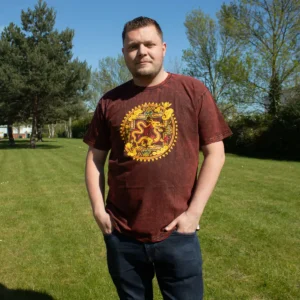 Nomad Sari Stonewashed bomulls-T-shirt med drakmandala i vinrött XL - produktbild 4