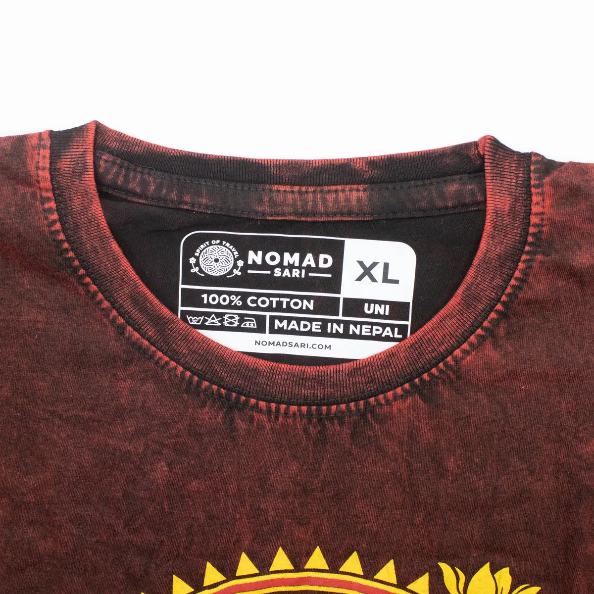 Nomad Sari Stonewashed bomulls-T-shirt med drakmandala i vinrött XL - produktbild 5
