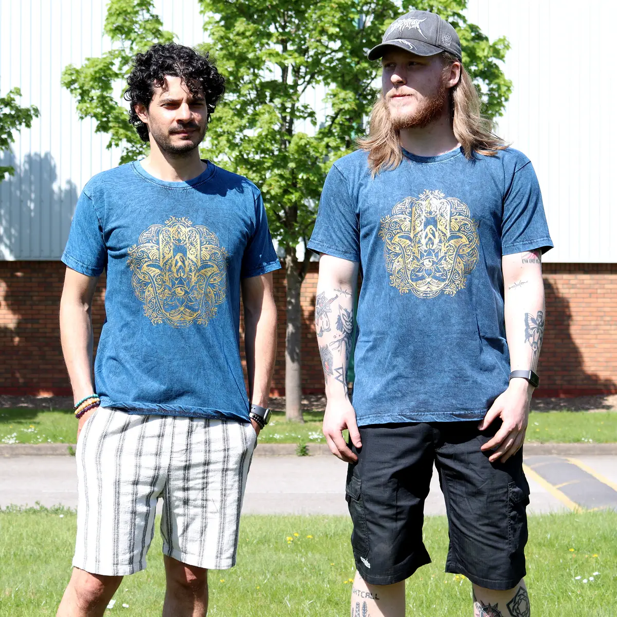 Nomad Sari Stonewashed bomulls-T-shirt med Hamsa-motiv blå XL - produktbild 3